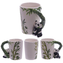 Load image into Gallery viewer, 1 Piece 5 Style 12oz Cute Animal Cup Panada Parrot Frog Toucan Giraffe Handle Ceramic Mug With Bamboo Milk Coffee Tea Mug Gift
